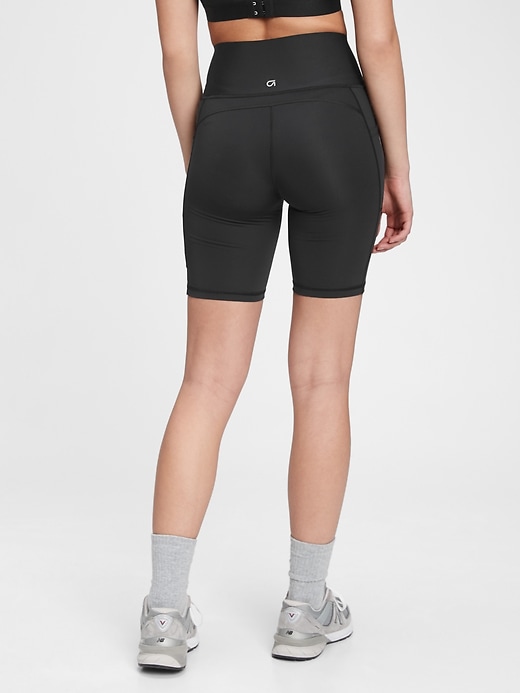 2 of 8 showing, with the color true black of product 9" GapFit High Rise Sculpt Revolution Biker Shorts