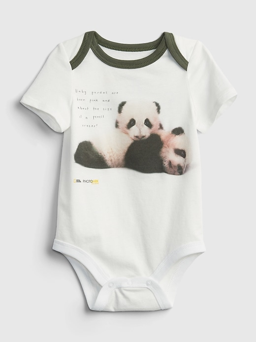 1 of 8 showing, with the color panda of product babyGap &#124 National Geographic Photo Ark 100% Organic Cotton Bodysuit
