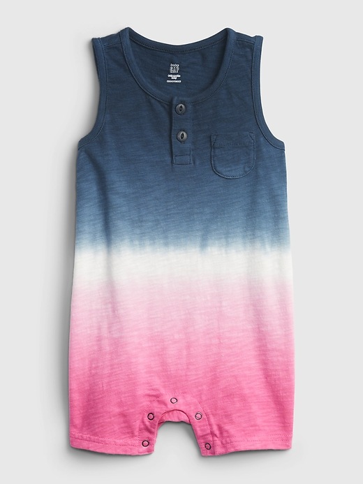 1 of 8 showing, with the color pink azalea of product Baby Dip-Dye Shorty One-Piece