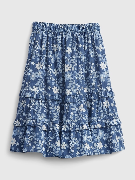 2 of 8 showing, with the color blue floral of product Kids Floral Midi Skirt