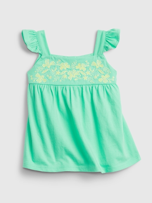 1 of 8 showing, with the color aqua light of product Toddler Flutter Embroidered Top
