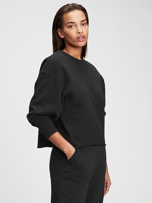 1 of 8 showing, with the color true black of product Vintage Soft Rolled Hem Crewneck Sweatshirt