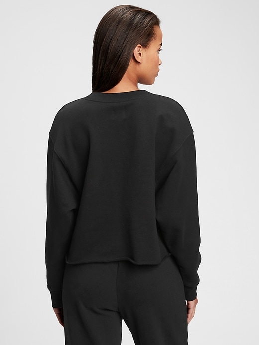 2 of 8 showing, with the color true black of product Vintage Soft Rolled Hem Crewneck Sweatshirt