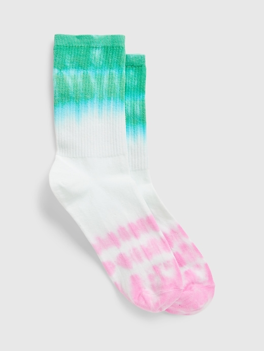 1 of 8 showing, with the color mint green tie dye of product Crew Socks