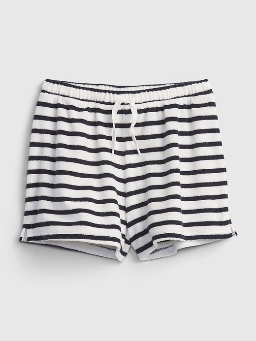 2 of 8 showing, with the color navy stripe of product Kids Terry-Knit Pull-On Shorts