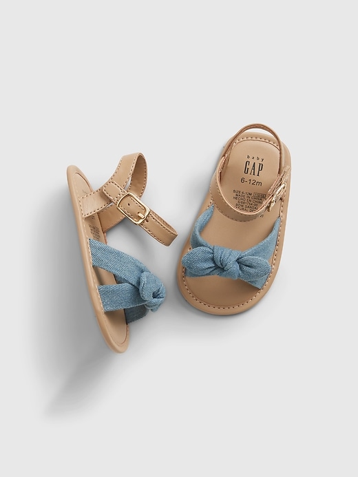 1 of 8 showing, with the color natural denim of product Baby Bow Sandals