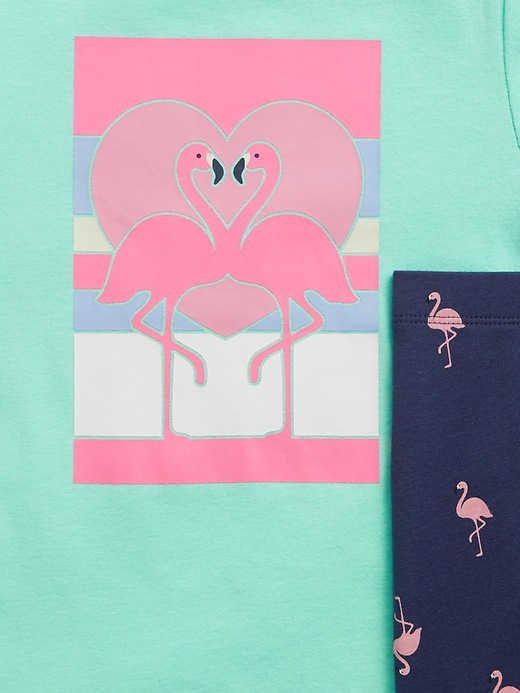 Image number 2 showing, Kids 100% Organic Cotton Flamingo Heart PJ Set