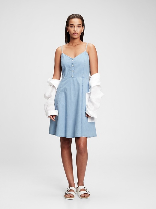 Image number 1 showing, Fit & Flare Cami Denim Dress