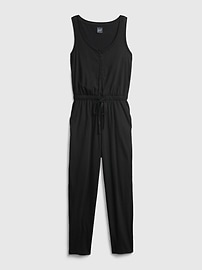 View large product image 7 of 7. Sleeveless Henley Jumpsuit