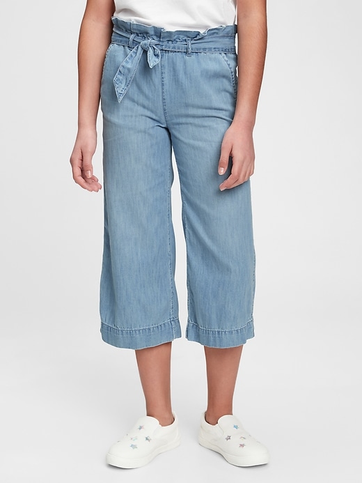 Image number 2 showing, Kids Wide-Leg Crop Jeans with Washwell&#53
