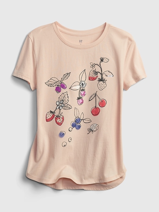 1 of 8 showing, with the color murmur pink of product Kids Sequin Fruit Graphic T-Shirt