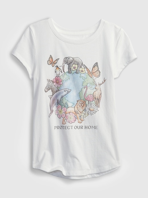 1 of 8 showing, with the color new off white of product Kids 100% Organic Cotton Graphic T-Shirt