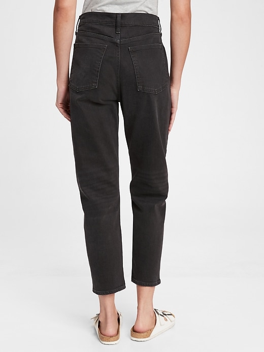 2 of 8 showing, with the color absolute black of product Sky High Rise Mom Jeans with Washwell