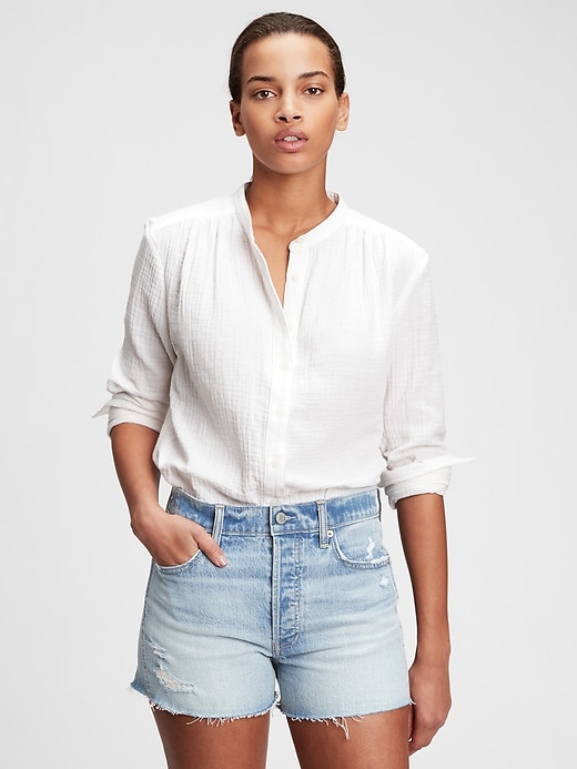 Image number 3 showing, Gauze Button-Front Shirt