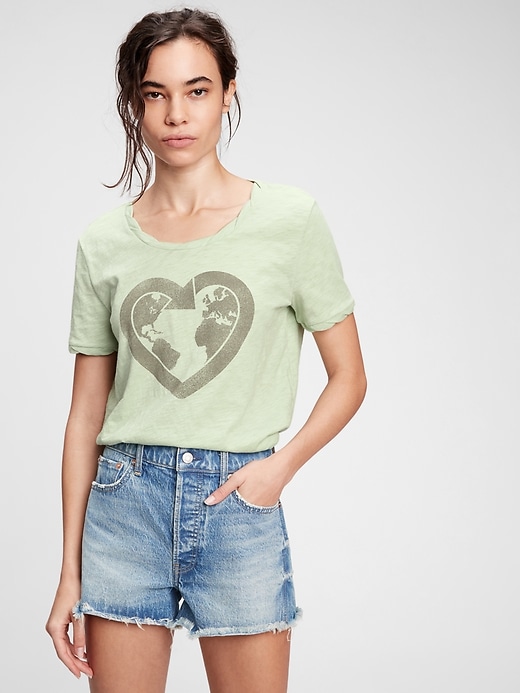 1 of 8 showing, with the color smoke green of product Gen Good Graphic T-Shirt
