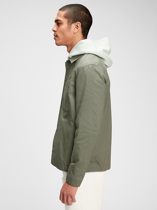 1 of 8 showing, with the color succulent green of product Canvas Shirt Jacket
