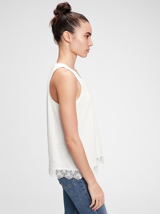 1 of 8 showing, with the color new off white of product Lace Tank Top