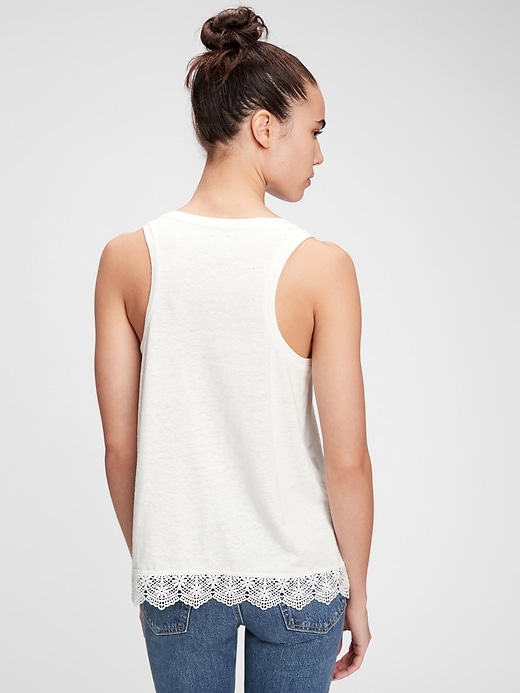 2 of 8 showing, with the color new off white of product Lace Tank Top