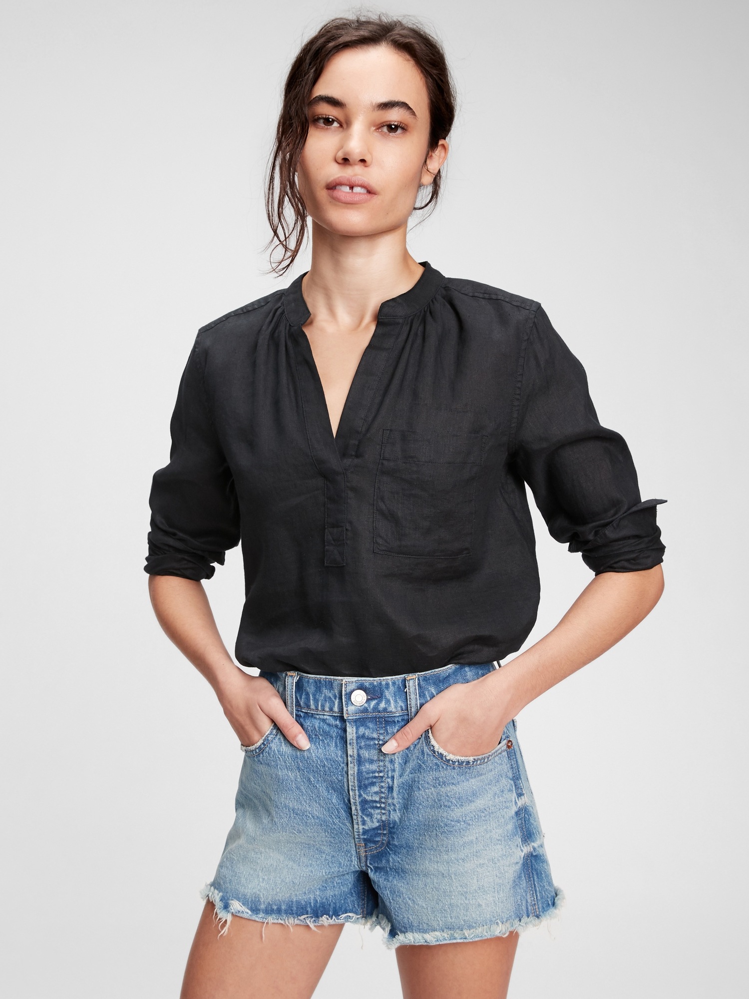 Linen Popover Shirt Gap