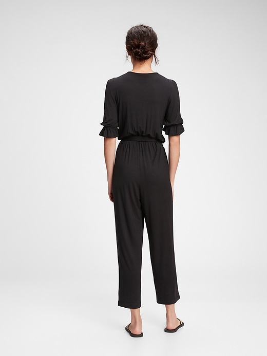 2 of 8 showing, with the color true black of product Button-Front Jumpsuit