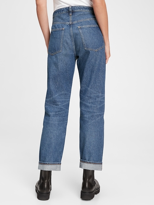 2 of 8 showing, with the color rinsed of product Gap & Jean ReDesign Mid Rise Relaxed Unisex Straight Fit Jean With Washwell™