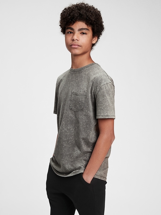 1 of 8 showing, with the color shark fin of product Teen 100% Organic Cotton Pocket T-Shirt