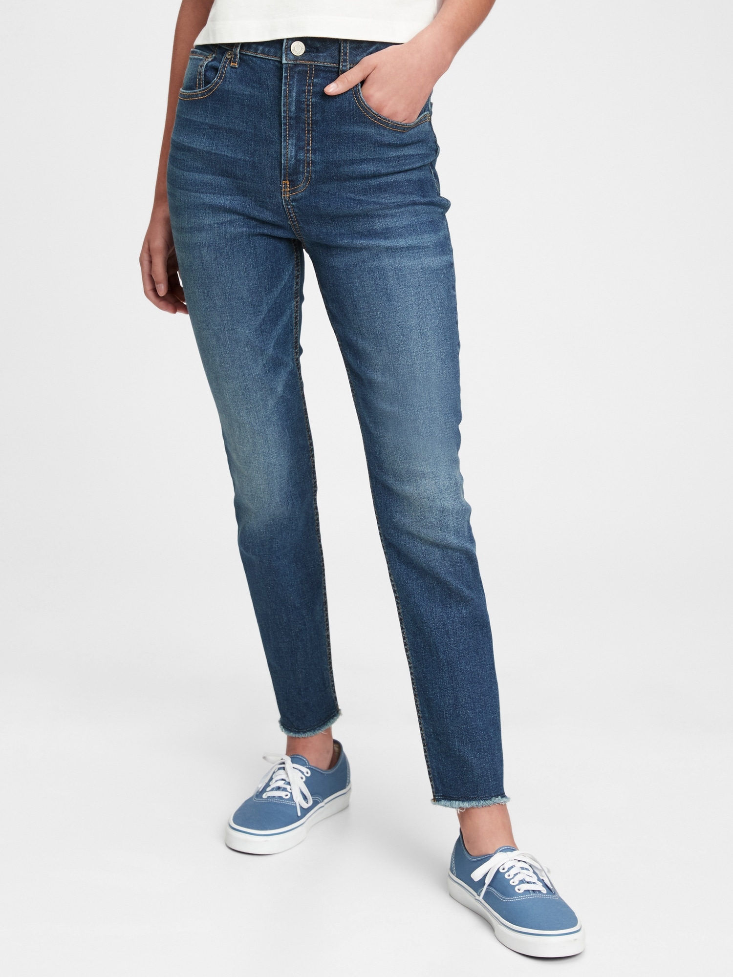 Teen Sky High Rise Skinny Ankle Jeans With Max Stretch Gap