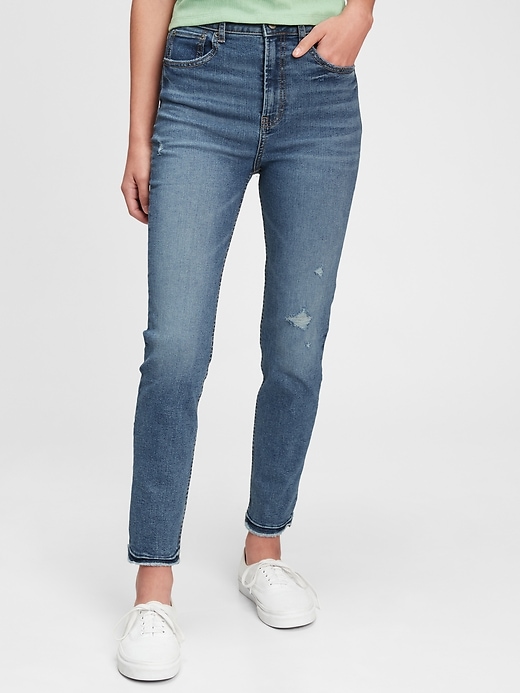 1 of 8 showing, with the color medium wash of product Teen Sky High Rise Skinny Ankle Jeans with Max Stretch