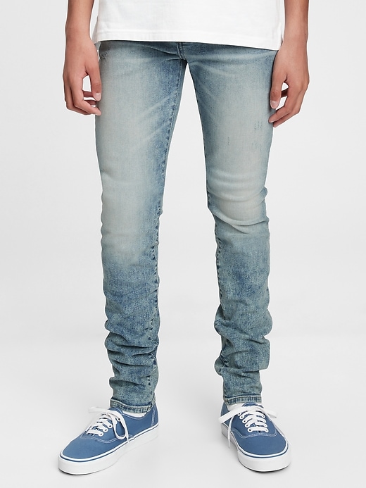 1 of 8 showing, with the color medium wash of product Teen Stacked Ankle Skinny Jeans with Washwell™