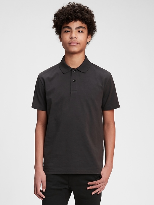 1 of 8 showing, with the color black of product Teen 100% Organic Cotton Polo Shirt