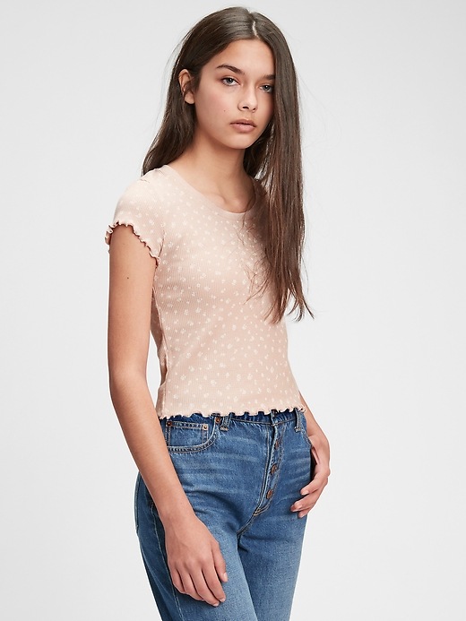 1 of 8 showing, with the color dull rose of product Teen Shrunken Waffle-Knit T-Shirt