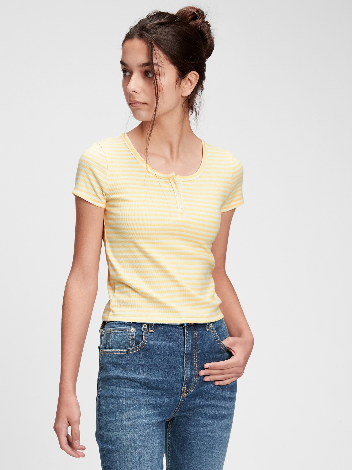 Teen Cropped Henley T-Shirt