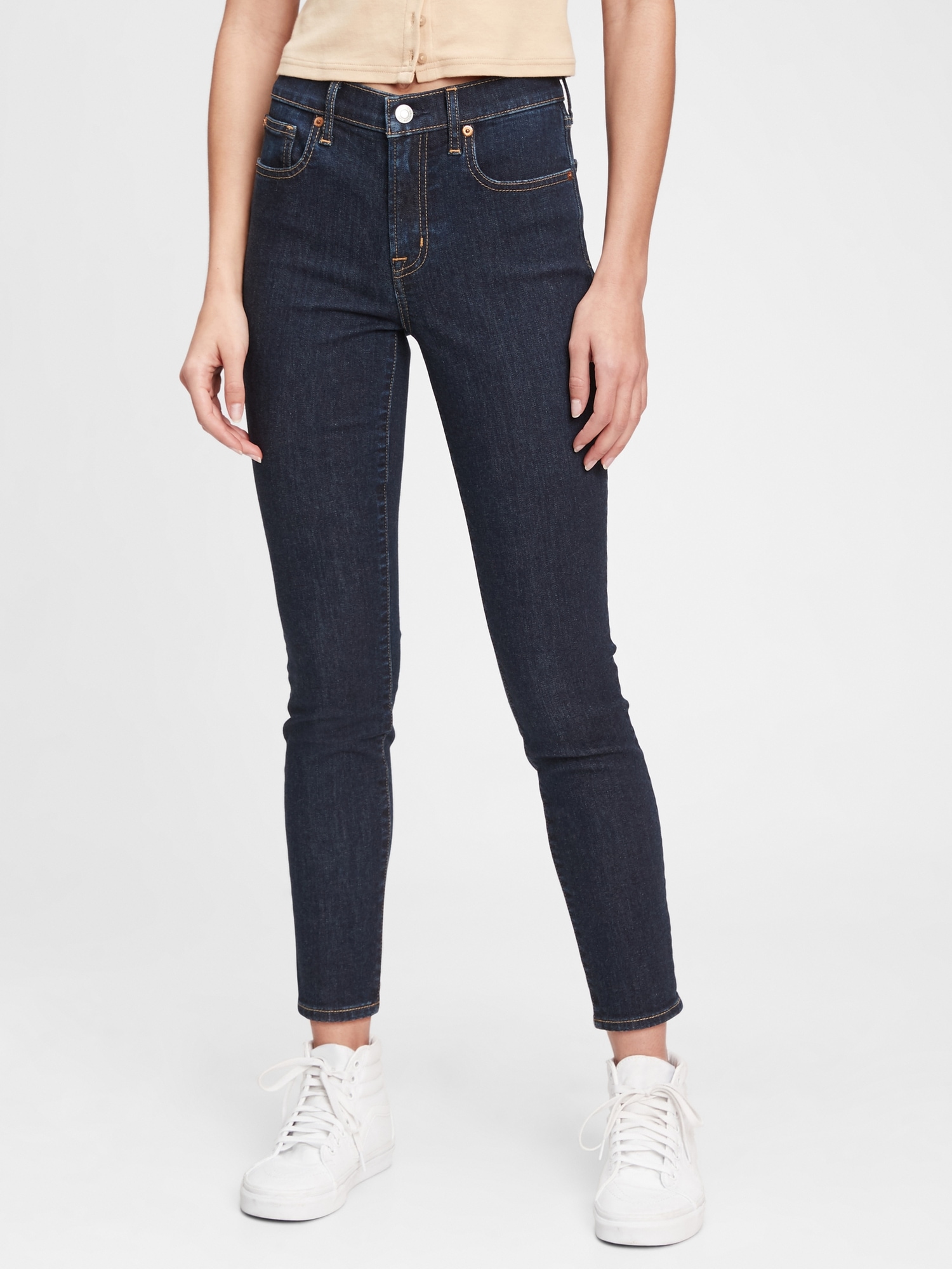 Gap Mid Rise True Skinny Jeans With Washwell In Rinsed