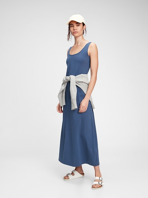 1 of 8 showing, with the color sport blue of product Sleeveless Scoopneck Maxi Dress