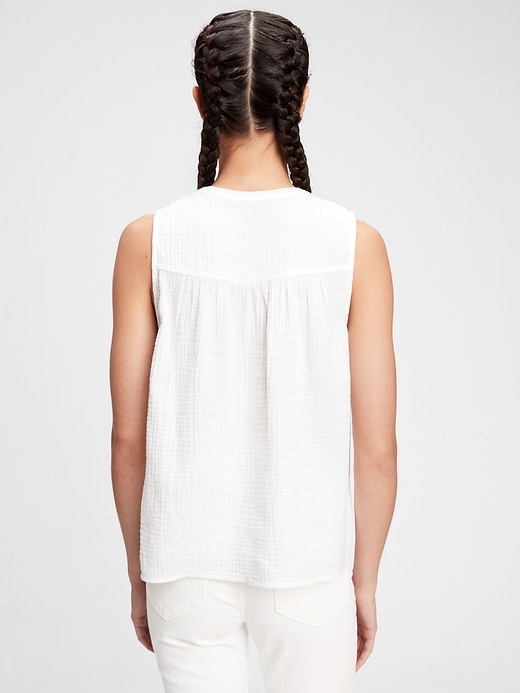 2 of 8 showing, with the color fresh white of product Sleeveless Gauze Top