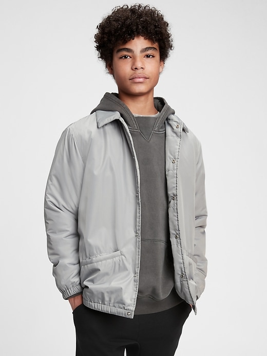 1 of 8 showing, with the color antique pewter of product Teen 100% Recycled Polyester Jacket