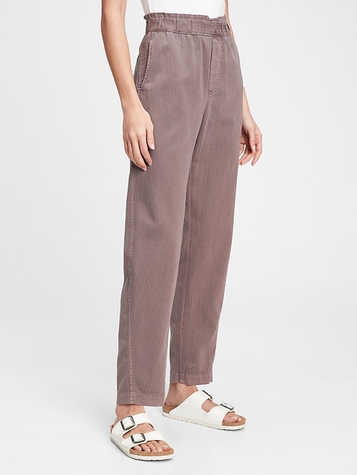 1 of 8 showing, with the color wassel brown of product High Rise Paperbag Pull-On Pants with Washwell™