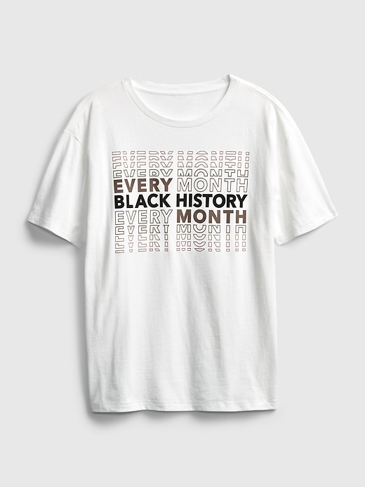 2 of 8 showing, with the color optic white of product The Gap Collective Black History Month Teen 100% Organic Cotton T-Shirt