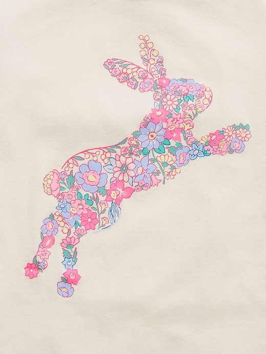 Image number 2 showing, Kids 100% Organic Cotton Floral Bunny Graphic PJ Set