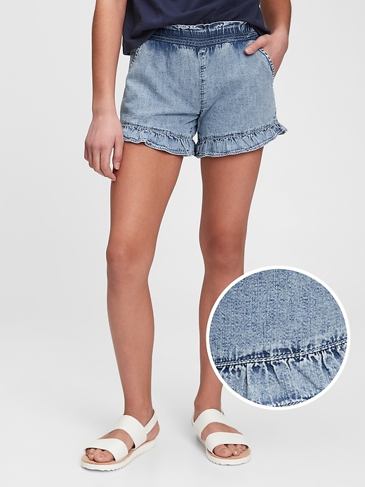 1 of 8 showing, with the color marble wash of product Kids Denim Pull-On Shorts