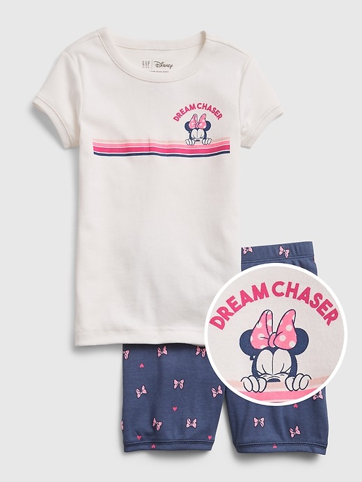 1 of 8 showing, with the color new off white of product GapKids &#124 Disney Minnie Mouse 100% Organic Cotton PJ Set