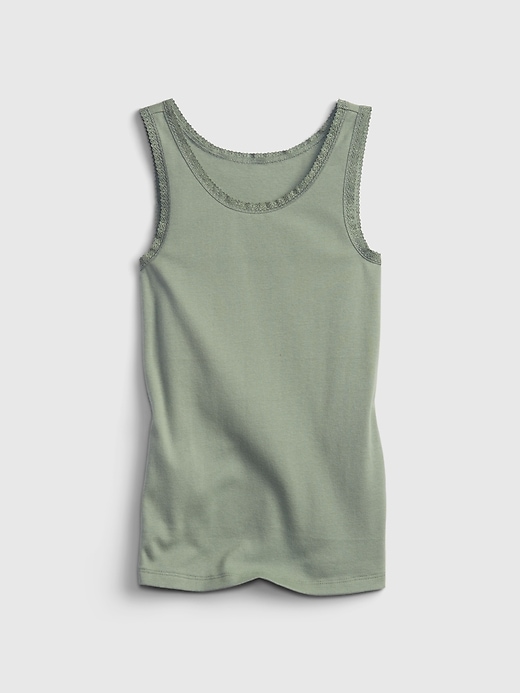 1 of 8 showing, with the color sage of product Kids Lace Trim Tank Top