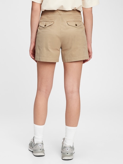 2 of 8 showing, with the color iconic khaki of product Gap Originals High Rise Utility Khaki Shorts