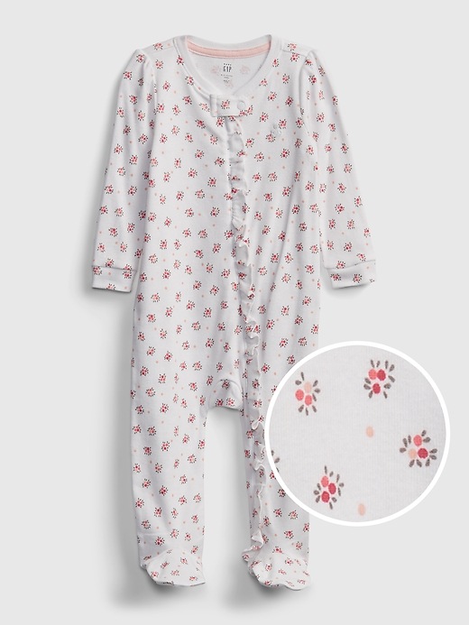 1 of 8 showing, with the color optic white floral of product Baby 100% Organic Cotton First Favorite One-Piece