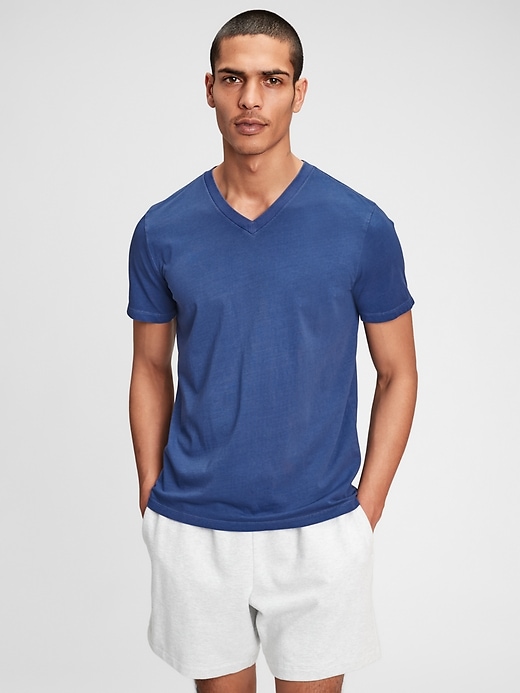 1 of 8 showing, with the color deep cobalt blue of product Classic V-Neck T-Shirt
