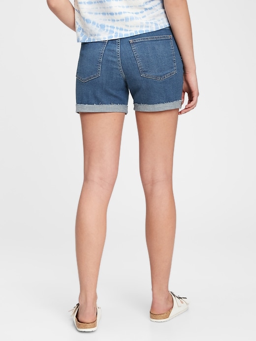 2 of 8 showing, with the color dark indigo of product Gen Good Mid Rise Denim Shorts with Washwell