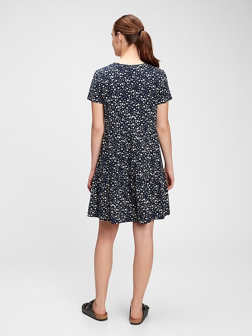 2 of 8 showing, with the color navy blue print of product Print Tiered Dress