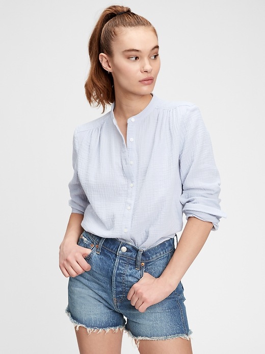 Image number 10 showing, Gauze Button-Front Shirt