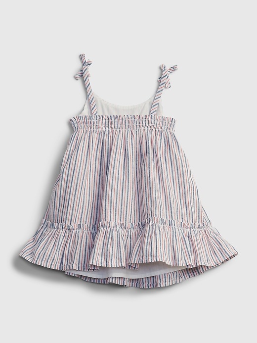 2 of 8 showing, with the color off white stripe of product Baby Stripe Dress Set