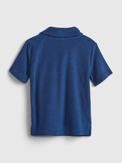 2 of 8 showing, with the color atlas blue of product Toddler Terry Polo Shirt